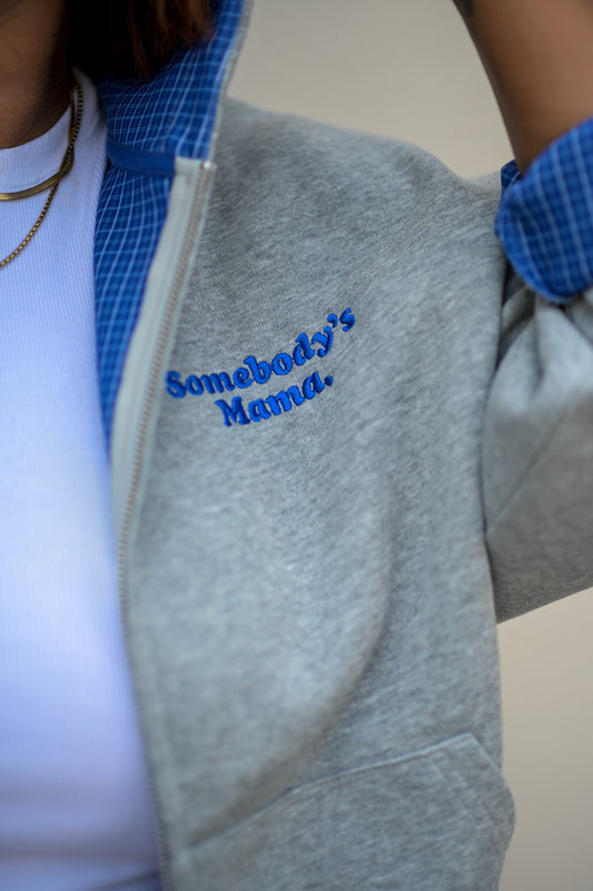Mama’s / Auntie Plaid Zip Up Sweater
