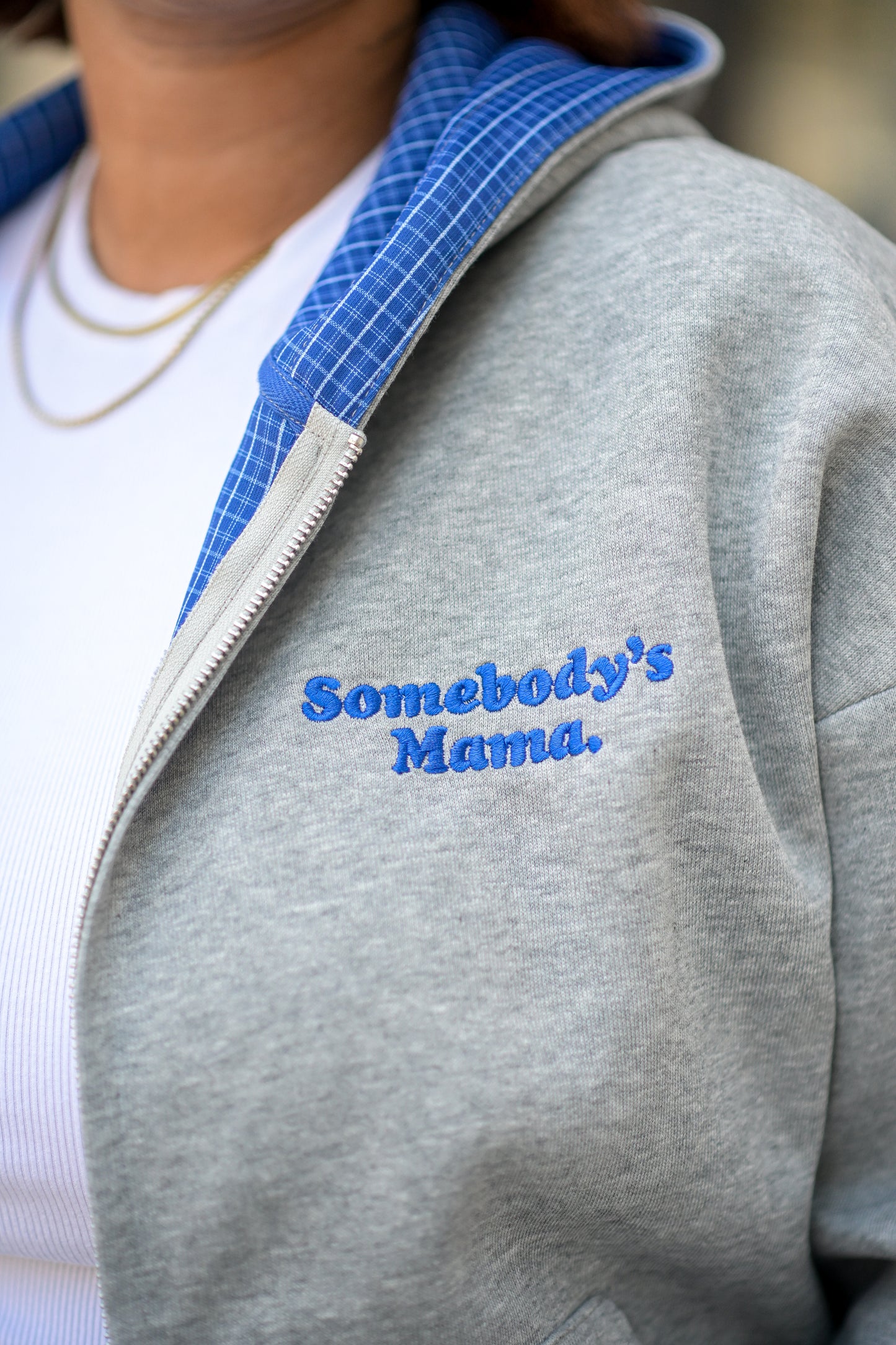 Mama’s / Auntie Plaid Zip Up Sweater