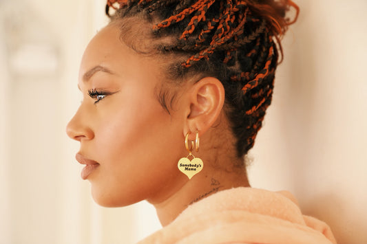 Mama Heart Tag Hoops