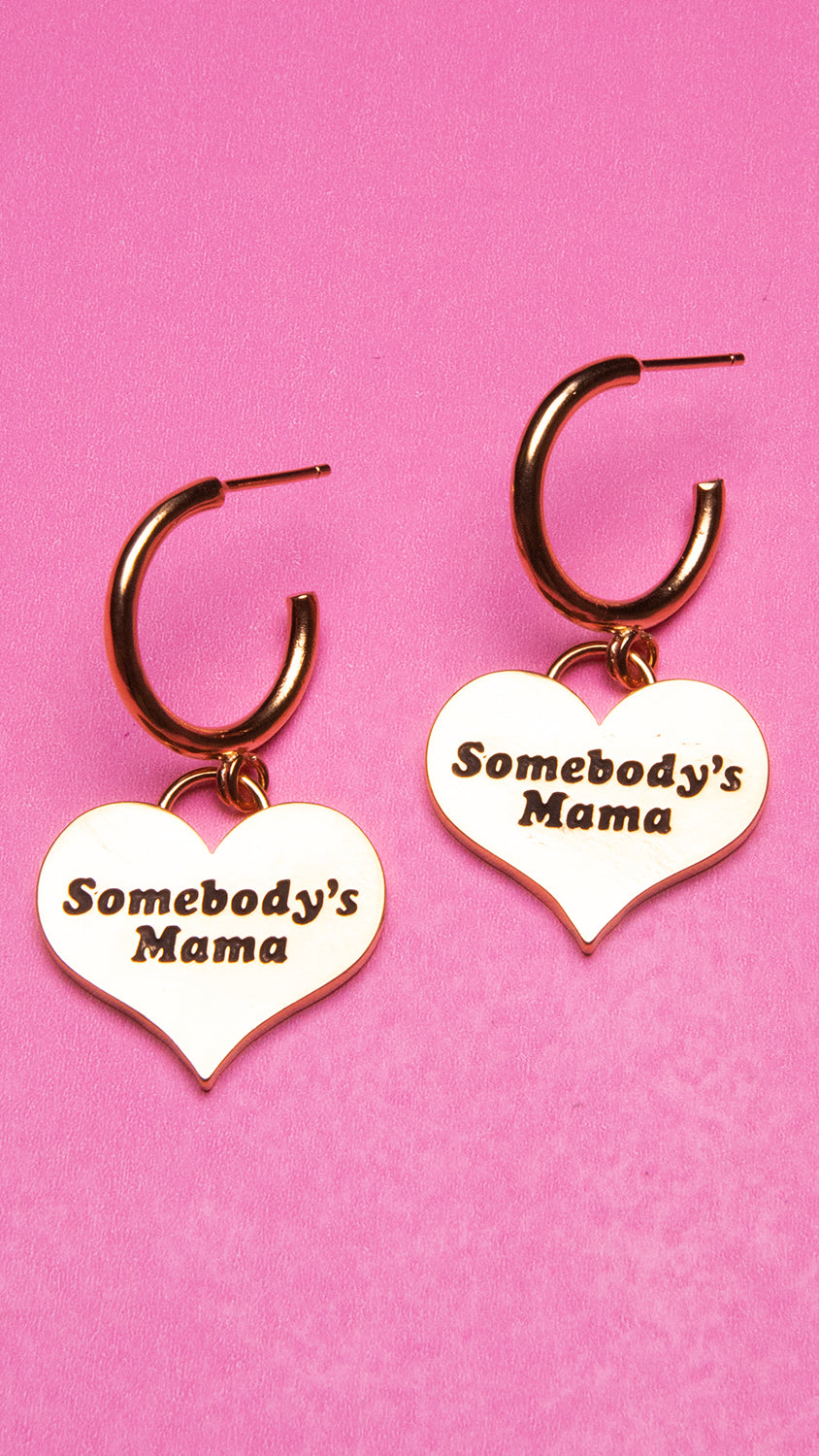 Mama Heart Tag Hoops