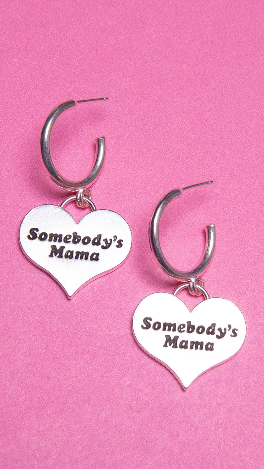 Mama Heart Tag Hoops